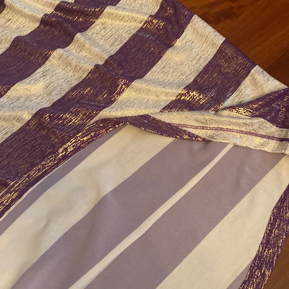 Bon Worth NWT Womens Purple, Cream & Gold Striped Short Sleeve Top - Size LP - Picture 9 of 16